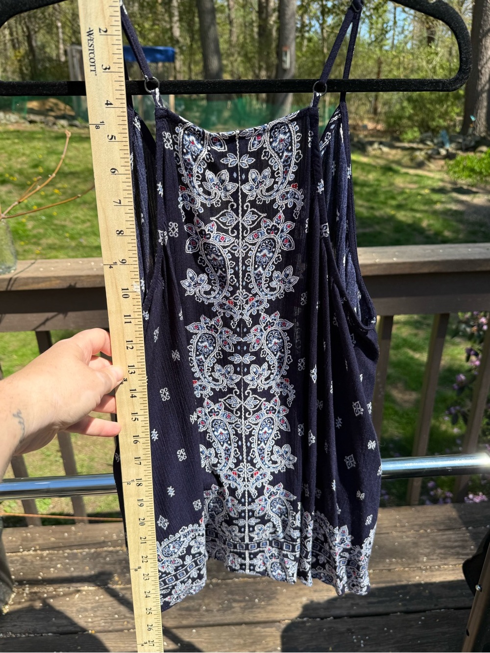 Navy Paisley Tassel Boho Tank Top - Picture 5 of 7